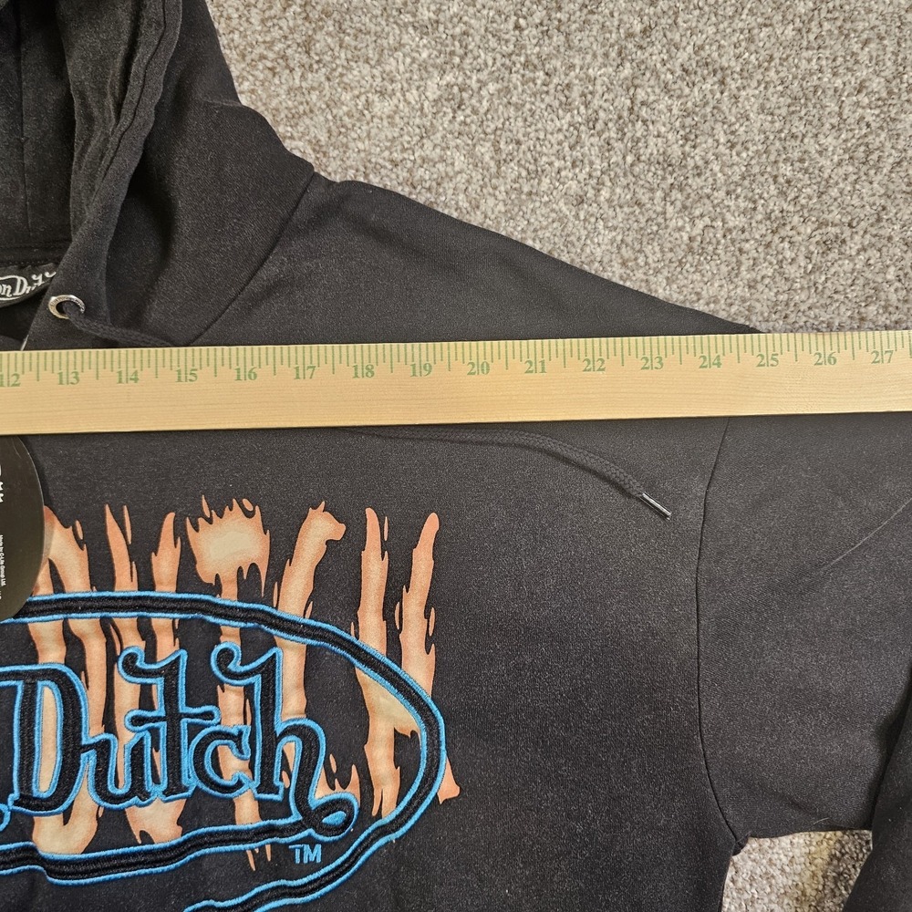 NWT Von Dutch Moto Flame Hoodie Dark Gray Graphic Logo Pullover Sz Med A6 - Picture 3 of 11